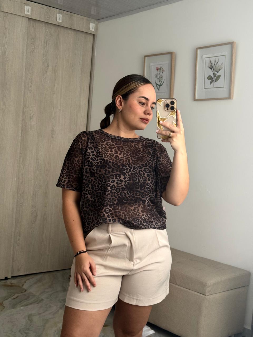 Camiseta malla oversize estampada-Ref. 185