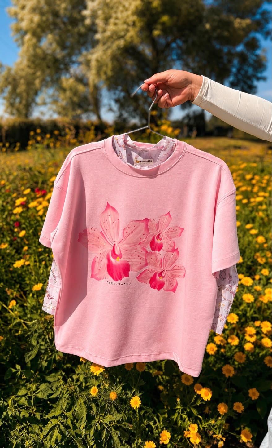 Camiseta Manga Corta Orquidea