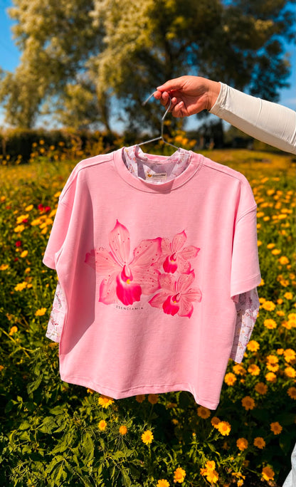 Camiseta Manga Corta Orquidea
