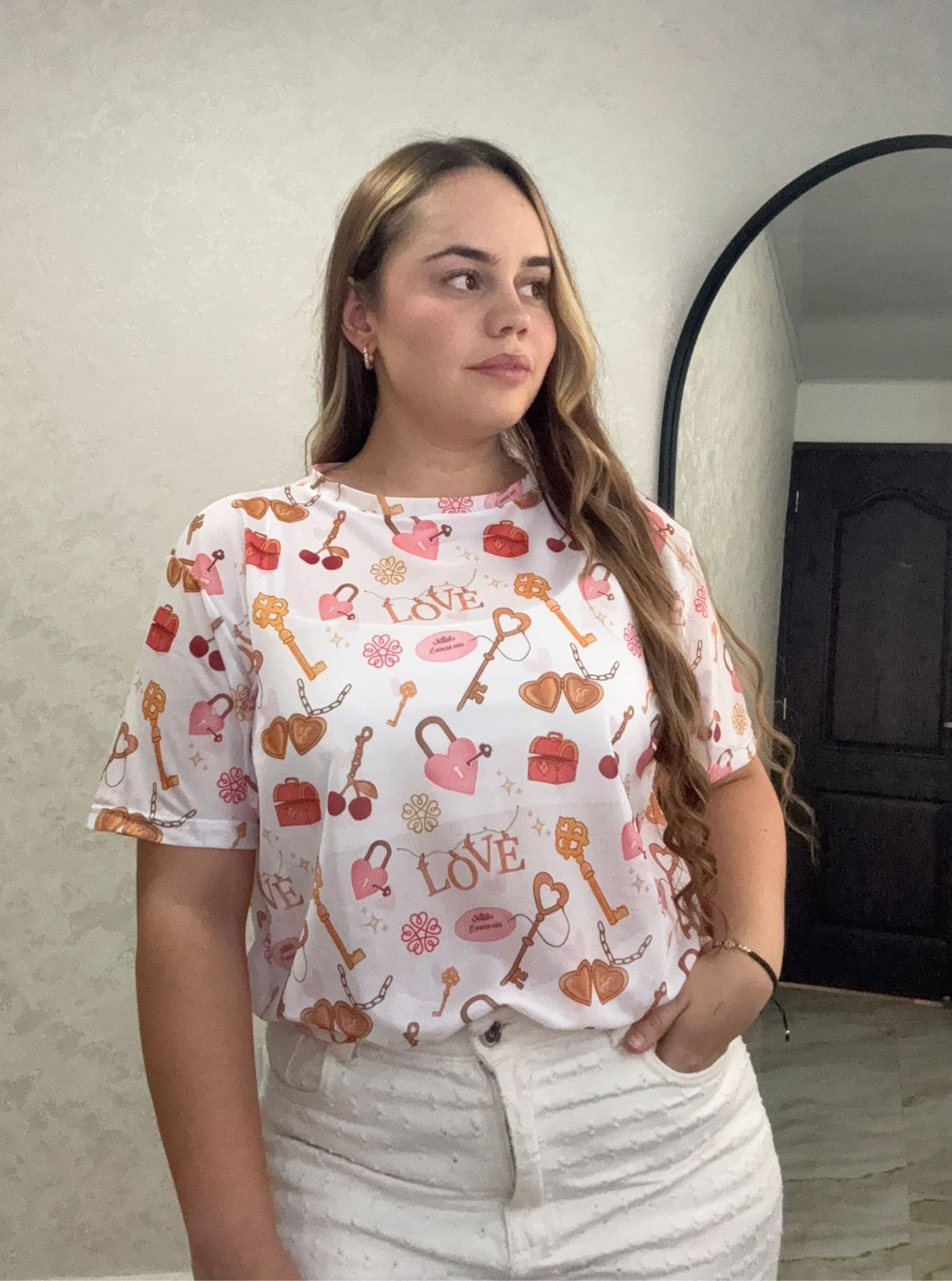 Camiseta malla oversize estampada-Ref. 185