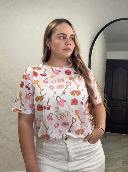 Camiseta malla oversize estampada-Ref. 185