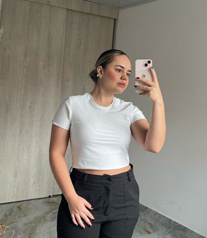 Blusa manga corta rib-Ref. 189