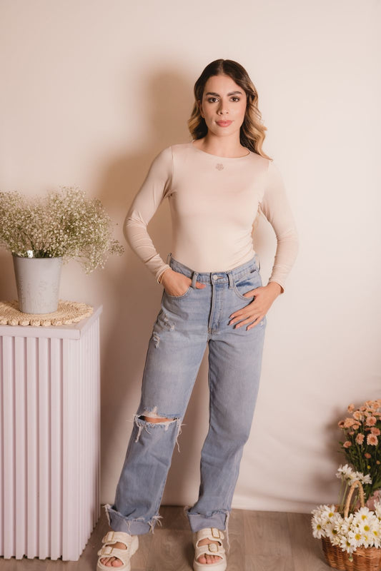 Body cuello redondo manga larga-Ref. 195